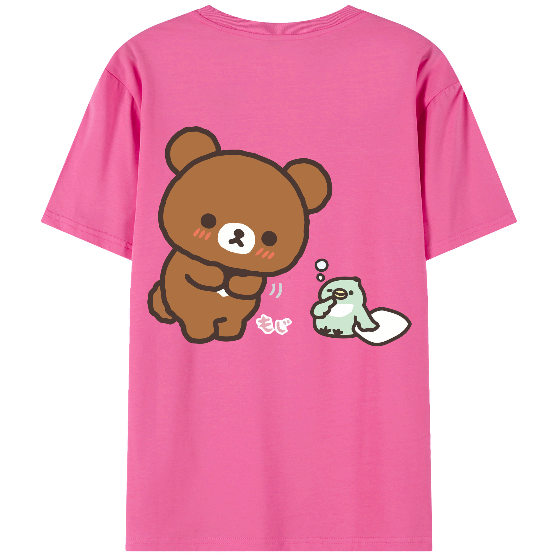 （画像用） リラックマ リラックマ キイロイトリ Rilakkuma Korilakkuma Kiiroitori レディース半袖Tシャツ(バックプリント)